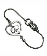 Spinning Fidget Love Heart Shaped Charm Bracelet Silver Toned Magnetic C... - $110.06 MXN