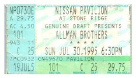 Allman Brothers Bande Concert Ticket Stub Juillet 30 1995 Bristow Virginia - £27.65 GBP