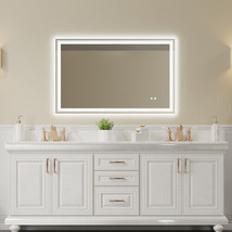 48×30 Inch Led-Lit Bathroom Tempered Mirror, Wall Mounted Anti-Fog Memor... - £173.47 GBP