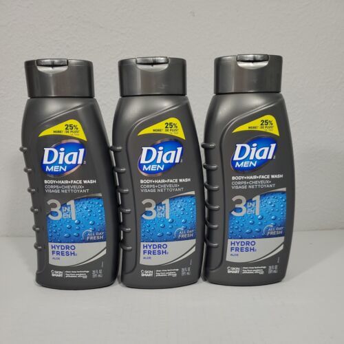 Primary image for 3 Dial Men Body Hair Face 3 in 1 Wash Hydro Fresh 20 oz Aloe Body Wash Shampoo