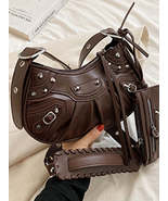 Rivet Heavy Industry Pleated Shoulder Underarm Bag Messenger Bag - £28.25 GBP