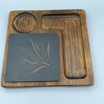 Cheese Cracker Serving Board Tray Accord By Goebel Wood With Ceramic Floral Tile - $14.82