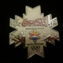 Coca-Cola Salt Lake City Olympics 2002 Snowflake Silvertone Lapel Pin - $5.45