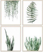 Plant Painting 8X10 Poster Canvas Prints Unframed Set Of 4, Leaf Wall Art Plant - £30.32 GBP