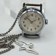 Timex Ladies Mechanical Watch Pendant Necklace w/ Dove Charm - $19.79