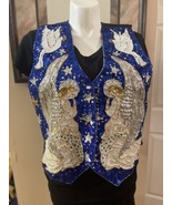 Vintage Sequin Christmas Vest Angels &amp; Doves Holiday Religious BALI GEM ... - £50.63 GBP