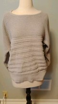 Alfani Women&#39;s Top M grey metallic weave pullover crewneck lightweight s... - $16.22