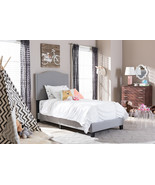 Lumac Gray Fabric Upholstered Twin Size Arched Bed w/Nail Heads - $4,196.91 MXN