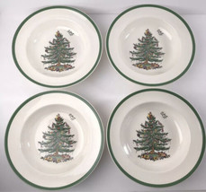 Spode Christmas Tree 9&quot; Flat Rim Soup plates Set Of 4 S3324- A21 New - £62.52 GBP