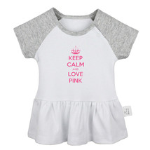 Keep Calm and Pink Newborn Baby Girls Dress Toddler Infant 100% Cotton Clothes - £10.45 GBP