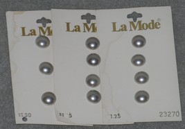 La Mode Gray Satin Look Buttons on Cards #23270 Made in Germany Unused Lot - £7.13 GBP