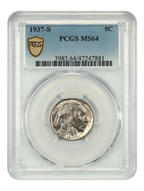 1937-S 5C PCGS MS64 - $50.93