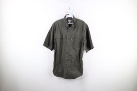 Vintage Carhartt Mens Medium Relaxed Fit Spell Out Collared Button Shirt Green - £31.61 GBP