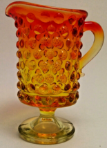 Vintage Amberina Mini Pitcher or Creamer 3.5&quot; Hob Nail Footed Handled - £14.18 GBP