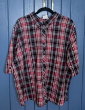 Womens Vintage Bonworth Red Black Plaid Button Down Shirt Size Petite Large - $14.85