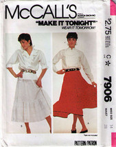 Misses&#39; FLARED SKIRT Vintage 1982 McCall&#39;s Pattern 7906 Size 14 UNCUT - $12.00