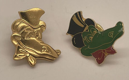 Lot of two enamel pins Alligator with tophat crocodile one gold tone - £7.56 GBP