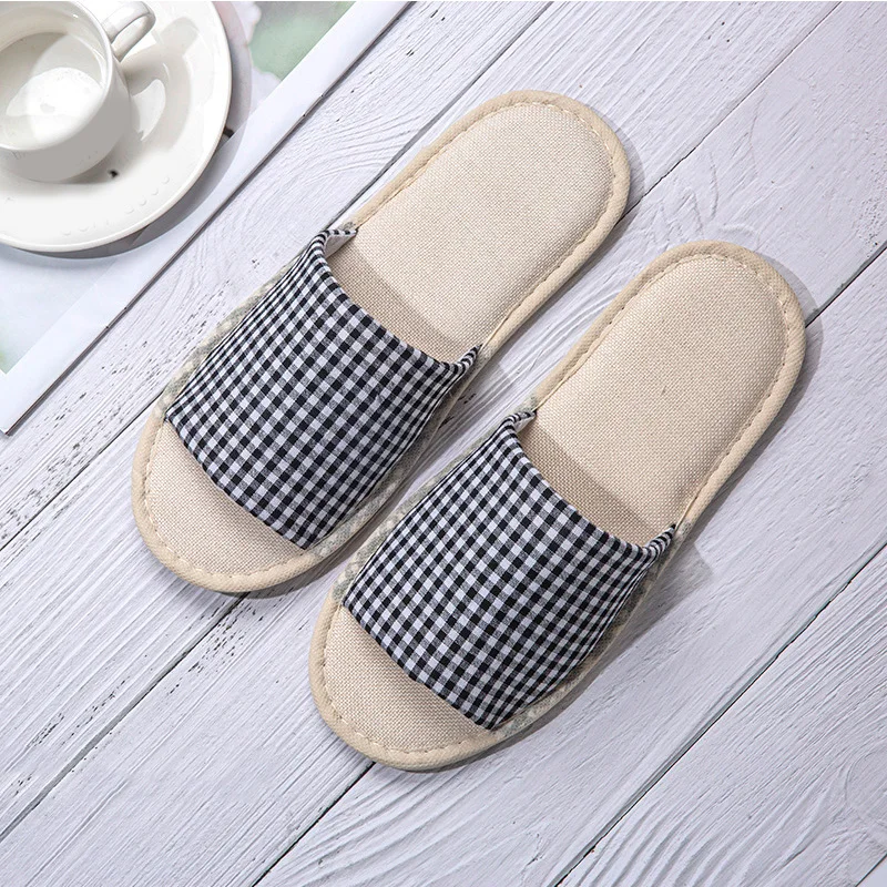 Home Slippers Unisex Lovers Flat Shoes Flip Flops Flax Slippers Indoor Bedroom W - $40.50