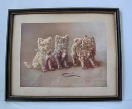 Antique Framed Dog Picture Minnie Keene &quot;Who&#39;s Property&quot; Norwich Terrier 11x8.5 - £23.17 GBP