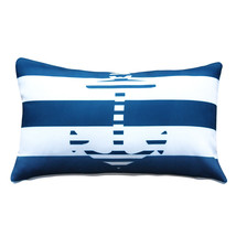 Blue Anchor Nautical Throw Pillow 12x19, with Polyfill Insert - $39.95