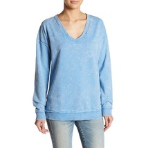 Socialite Slashed V-Neck Blue Sweatshirt Small NWT - $24.99