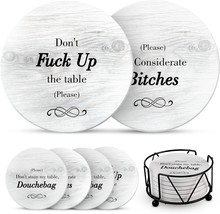 Funny Drink Coasters With Holder - Absorbent Drink Coasters Set, Bar Dec... - £35.33 GBP