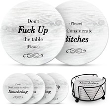 Funny Drink Coasters With Holder - Absorbent Drink Coasters Set, Bar Decorations - £33.59 GBP