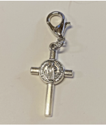 Saint Benedict Silver tone 1.50&quot; Cross Charm, New #AB-074 - $18.26 MXN