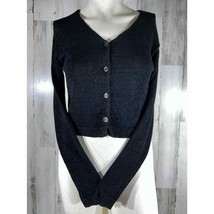 Vintage Express Tricot Womens Black Cropped Mesh Cardigan Small - £23.71 GBP