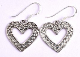 Handgemacht 925 Sterling Massiv Silber Herz Form Damen Kleidung Tropfen-Ohrringe - £45.39 GBP+