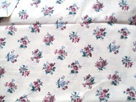 Fabric Concord Purple Flowers &amp; Green Leaves on Light Tan to Quilt 1+ Yd... - $4.25