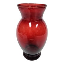 1940s Anchor Hocking Bud Vase Royal Ruby Red Depression Glass Art Deco 6.5&quot; Tall - £9.52 GBP