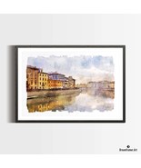 Premium Art Print Arno River in Pisa, Italy in Watercolors, by Dreamfram... - $38.95+