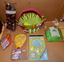 Easter Mix Lot 6 Items Felt Basket Paddle Ball Grass &amp; Eggs Stickers Racer 163O - £9.98 GBP