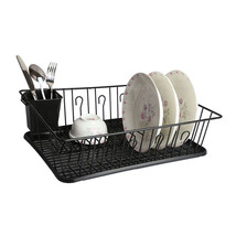 MegaChef 17.5 Inch Black Dish Rack with 14 Plate Positioners and a Detachable U - £45.64 GBP