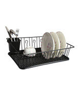 MegaChef 17.5 Inch Black Dish Rack with 14 Plate Positioners and a Detac... - £44.66 GBP