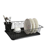 MegaChef 17.5 Inch Black Dish Rack with 14 Plate Positioners and a Detac... - £43.72 GBP