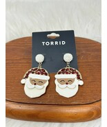 Torrid Santa Claus Christmas Gold Toned Enamel Bedazzled Gem Dangle Earr... - $284.91 MXN