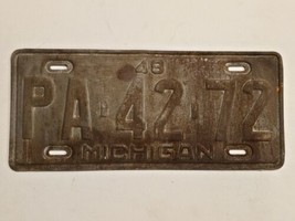 1948 Michigan License Plate #PA-42-72 - Vintage-Rustic-Man Cave-Decor-Ga... - £28.66 GBP