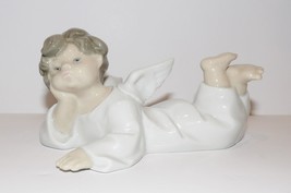 Darling Lladro Spain Porcelain Cherub Angel Laying Down Figurine - £66.55 GBP