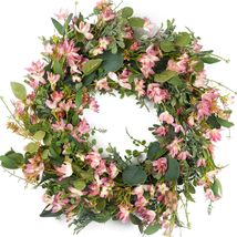 Spring Wreaths for Front Door 22 Inch, Door Wreath for Spring and Summer with Fl - £39.19 GBP