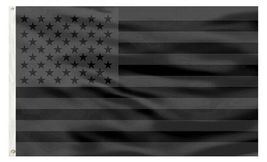 PringCor 3x5FT All Black American Flag US Black Flag Decor Blackout USA - £10.38 GBP