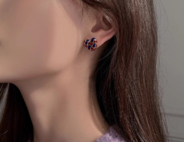 New vintage Hong Kong ethos love small crowd color love earrings - $19.87