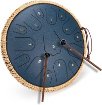 Steel Tongue Drum 14 Inches 15 Notes Hand Pan Rain Drum Panda Drum, Dark Blue - £94.98 GBP