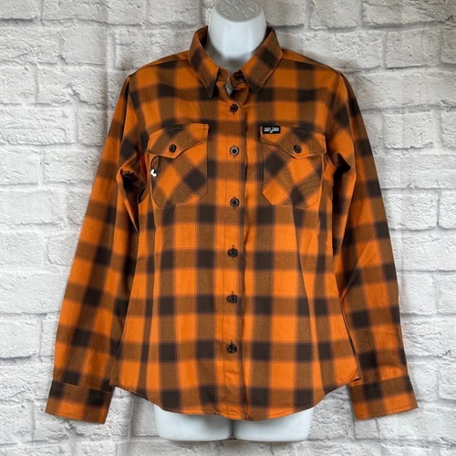 Dixxon Flannel Co Cody Jinks Donna Medio Camicia D-Tech Orange Plaid Lun... - $103.93