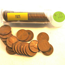 1925 P Lincoln Wheat Cent Roll 50 Coins Good To Very Good Condition - £3.90 GBP