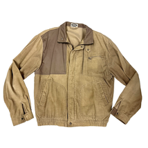 VTG Izod Hong Kong Beige Corduroy Bomber Chore Jacket Cool Pockets Sz M - $87.32