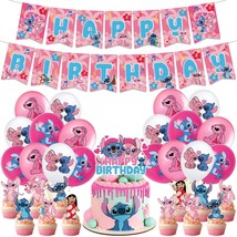 Lilo And Stitch Birthday Party Supplies Includes Banner Balloons Cake Decor - £25.75 GBP