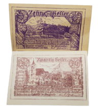 Austria Notgeld Banknote, Traun, 10 &amp; 20 Heller, village 1921-02-28, UNC - $6.92