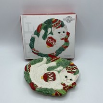 Fitz Floyd Yuletide Kitten Ornament Balls Plate Dish Wall Decor  Christmas Cat - £11.21 GBP